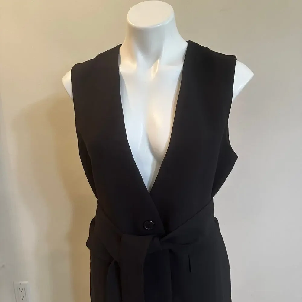Womens J. Crew 365 Long Belted Sleeveless Blazer sz 8